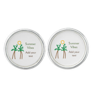 Green brown coconut tree summer vibes add your tex cufflinks