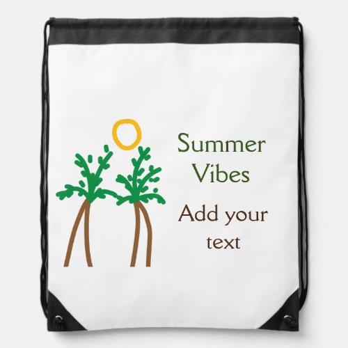 Green brown coconut tree summer vibes add your tex drawstring bag