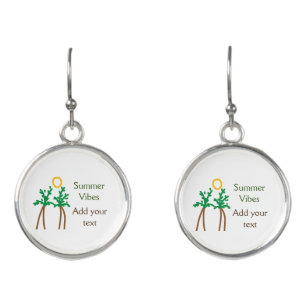 Green brown coconut tree summer vibes add your tex earrings