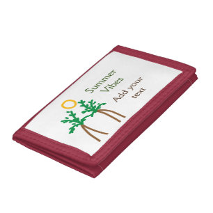 Green brown coconut tree summer vibes add your tex tri-fold wallet