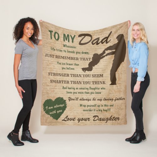 Green brown Dad Daughter Father Day Fleece Blanket