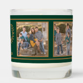 Green Brown Deer Head Custom Family Photo Festive Scented Candle (Back)