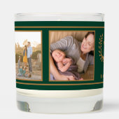 Green Brown Deer Head Custom Family Photo Festive Scented Candle (Front)