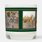 Green Brown Deer Head Custom Family Photo Festive Scented Candle (Left)
