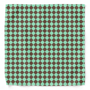 Green Brown Diamond Checker Pattern Bandana