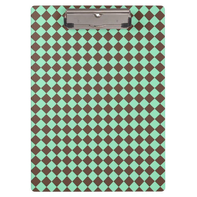 Green Brown Diamond Checker Pattern Clipboard (Front)