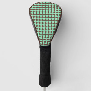 Green Brown Diamond Checker Pattern Golf Head Cover