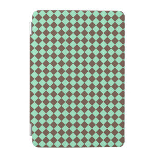 Green Brown Diamond Checker Pattern iPad Mini Cover