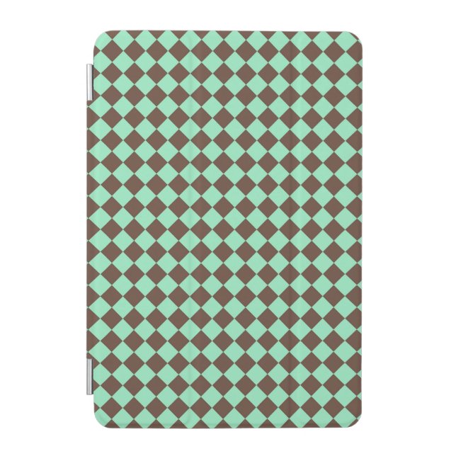 Green Brown Diamond Checker Pattern iPad Mini Cover (Front)
