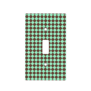 Green Brown Diamond Checker Pattern Light Switch Cover