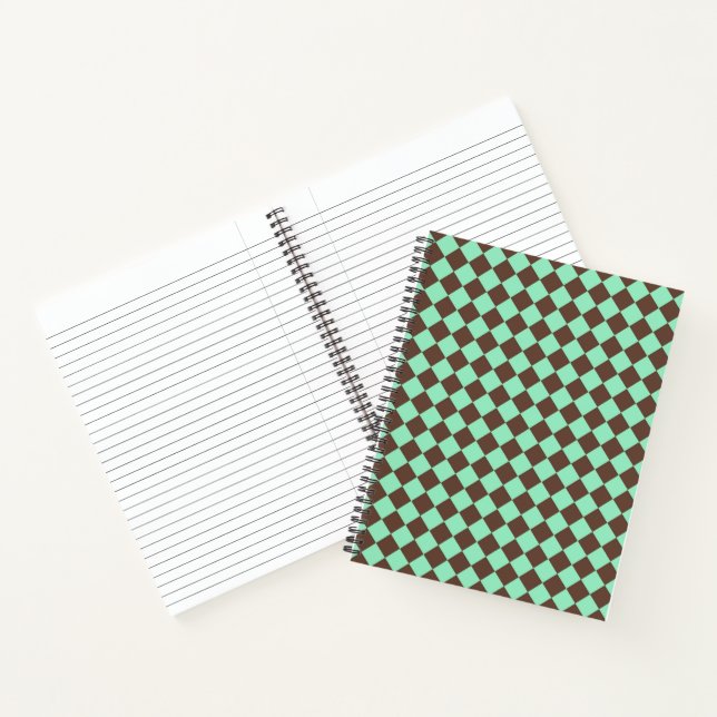 Green Brown Diamond Checker Pattern Notebook (Inside)