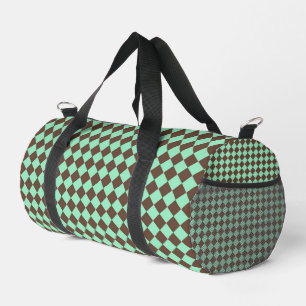 Green Brown Diamond Checker Pattern Small Duffle Bag