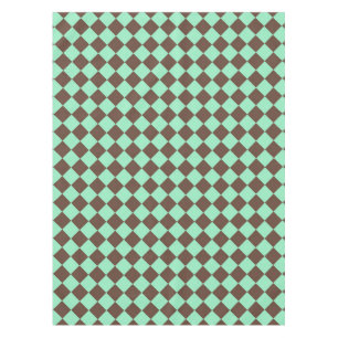 Green Brown Diamond Checker Pattern Tablecloth