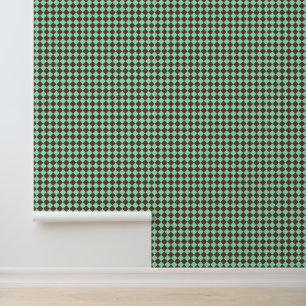 Green Brown Diamond Checker Pattern Wallpaper