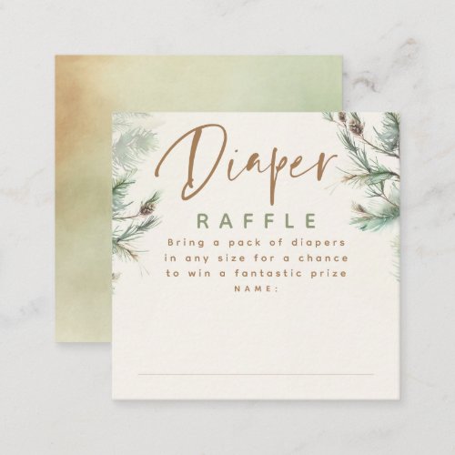 Green Brown Diaper Raffle Baby Shower Tickets Enclosure Card