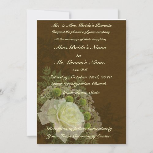 Green Brown Elegant Wedding Invitation