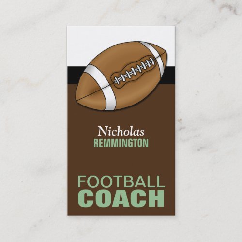 Green  Brown Football Coach Business Cards