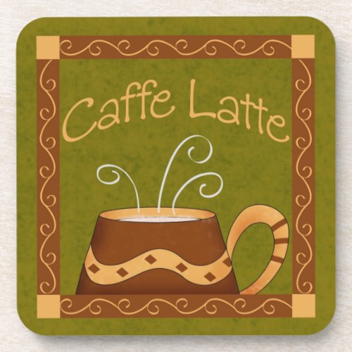 Green Brown Gold Caffee Mocha Coffee Art Drink Coaster
