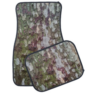 Green brown gray camouflage wood bark camo car floor mat