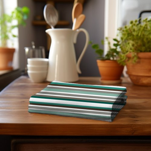 Green Brown Grey Neutral Stripes Kitchen Towel