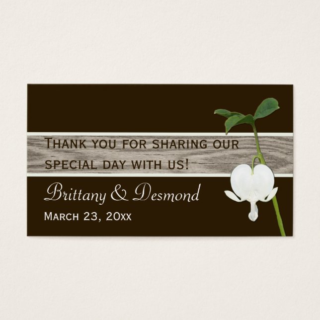 Green Brown Ivory Bleeding Heart Favor Tag (Front)