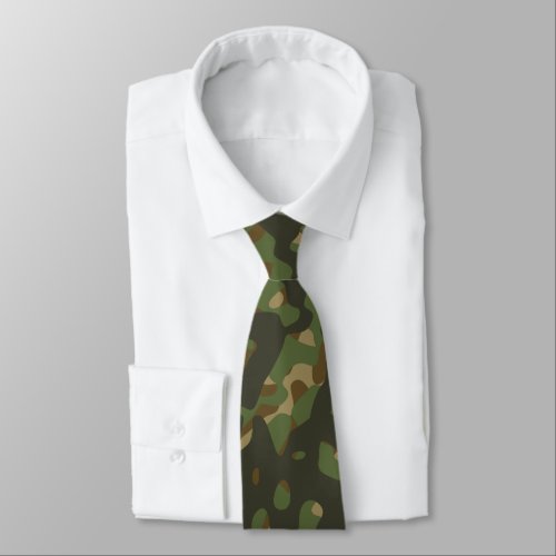 Green Brown Khaki Military Nature Camouflage Neck Tie