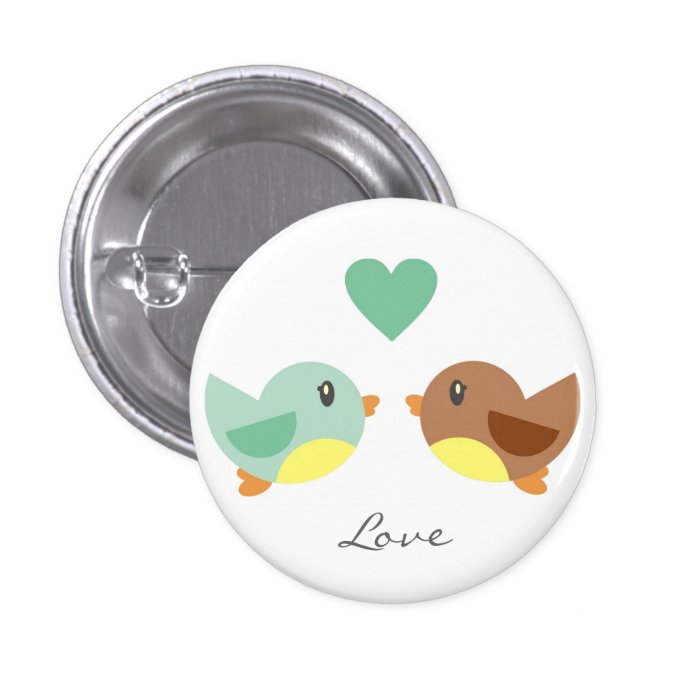 Green & Brown Love Birds Pin Badge