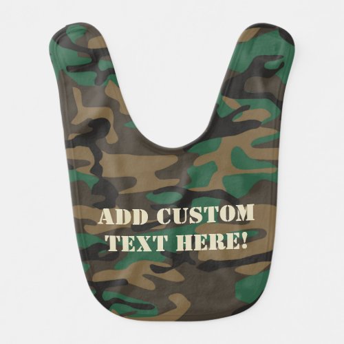 Green Brown Military Camo Camouflage Baby Bib