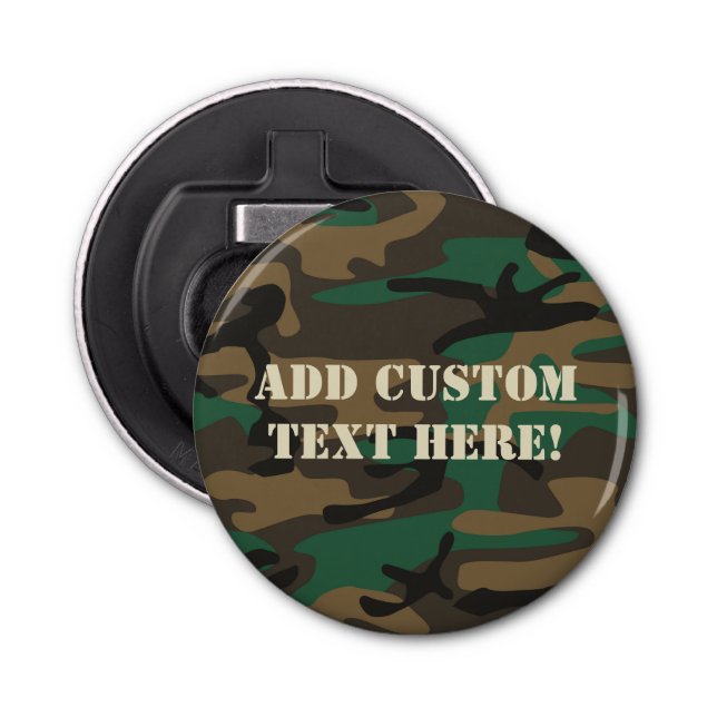 Green Brown Military Camo Camouflage Bottle Opener (Front)