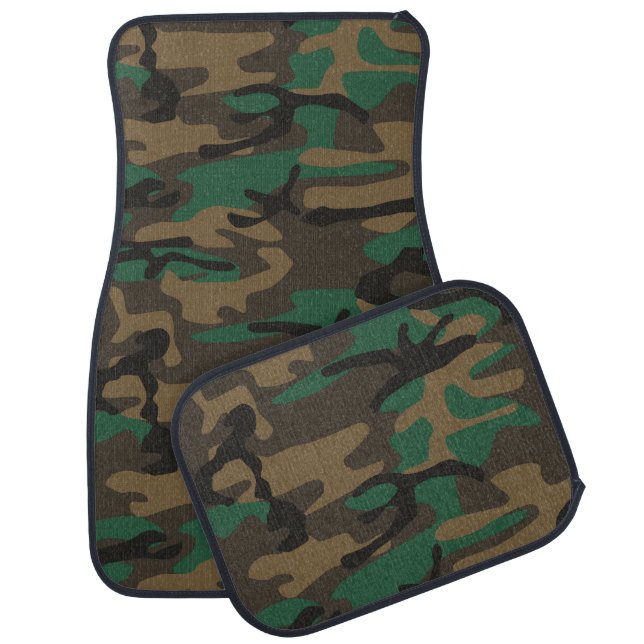 Green Brown Military Camo Camouflage Car Mat (Set)