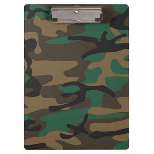 Green Brown Military Camo Camouflage Clipboard