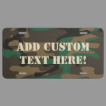 Green Brown Military Camo Camouflage License Plate