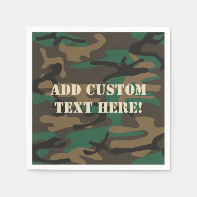 Green Brown Military Camo Camouflage Napkins (Front)