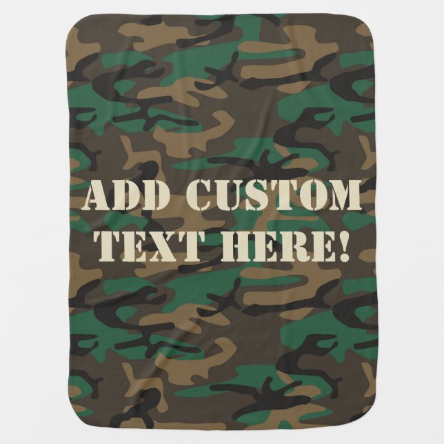 Green Brown Military Camo Camouflage Receiving Blanket (Front)