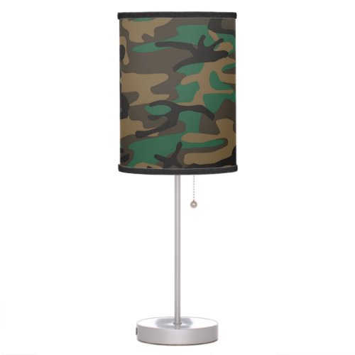 Green Brown Military Camo Camouflage Table Lamp