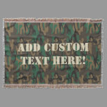 Green Brown Military Camo Camouflage Throw Blanket