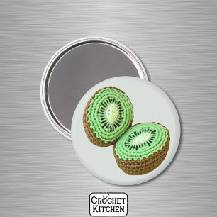 Green Brown Minimalist Grandma Fruit Crochet Kiwi Magnet