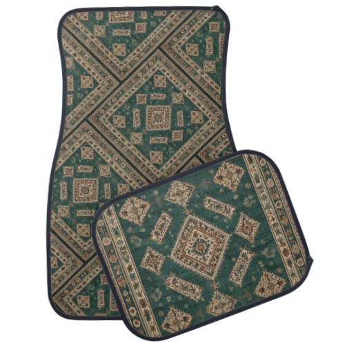Green  Brown Persian Pattern  Car Floor Mat