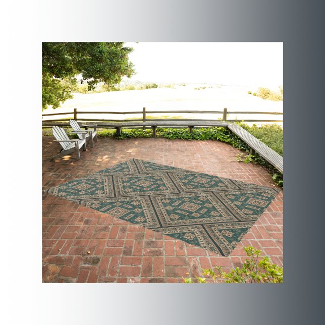 Green & Brown Persian Pattern | Outdoor Rug (Creator Uploaded)