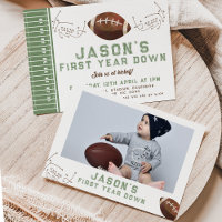 Green Brown Photo Game Play Football 1st Birthday