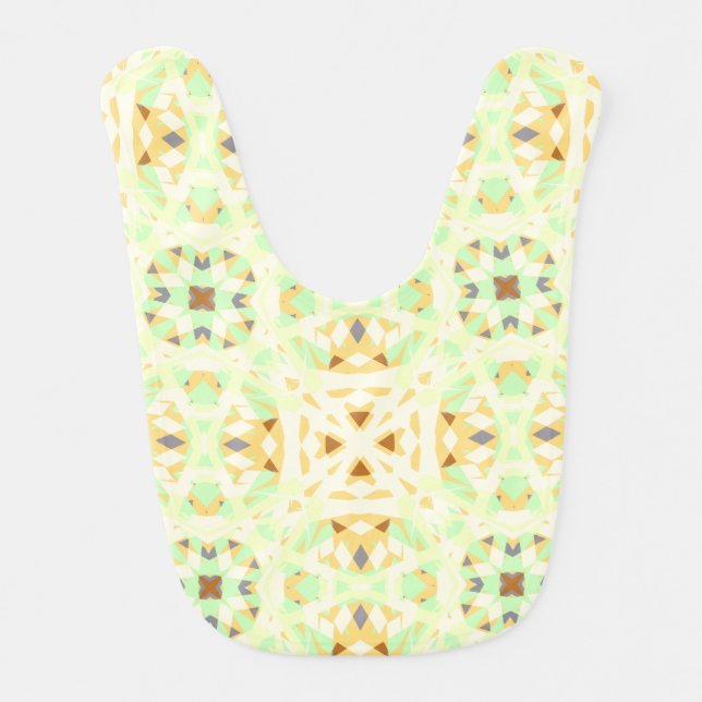 Green Brown Pretty Pastel Geometric Nursery Baby Baby Bib (Front)