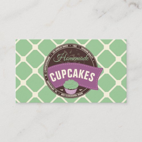 Green Brown Purple Geometric Cupcake Chef Business Card