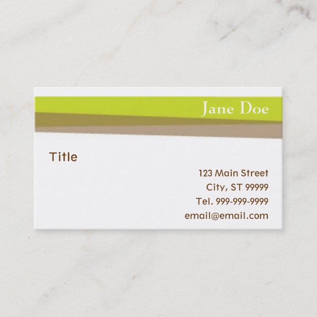 Green & Brown Stripes Business Card (Front)