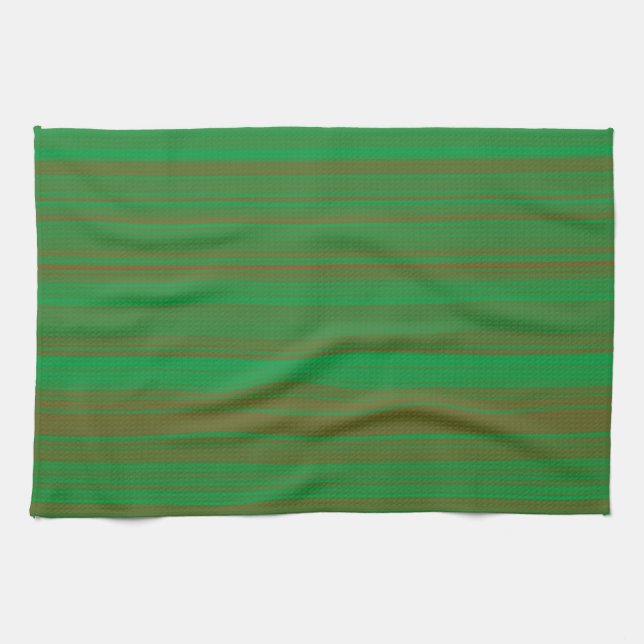 Green Brown Stripes Kitchen Towel (Horizontal)