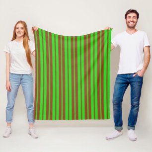 Green Brown Stylish Stripes Pattern Design Fleece Blanket