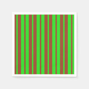 Green Brown Stylish Stripes Pattern Design Napkins