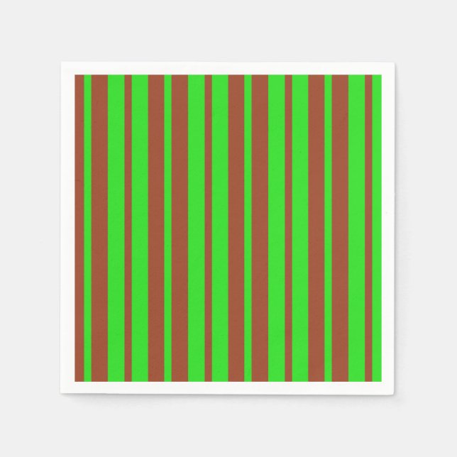 Green Brown Stylish Stripes Pattern Design  Napkins (Front)