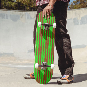Green Brown Stylish Stripes Pattern Design Skateboard