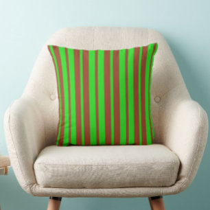 Green Brown Stylish Stripes Pattern Design Throw Pillow