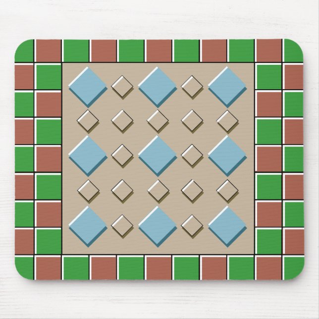 Green & Brown Tiles Pattern Mouse Pad (Front)